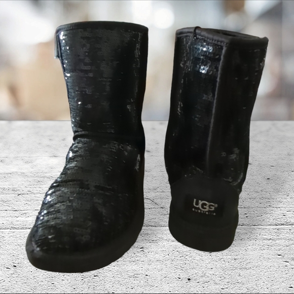 Ugg Australia sequined short black boots size 6 USA - Picture 9 of 10